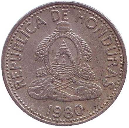 Монета 5 сентаво. 1980 год, Гондурас. Монета 5 сентаво. 1980 год, Гондурас.
