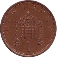 Монета 1 пенни. 1976 год, Великобритания. Монета 1 пенни. 1976 год, Великобритания.