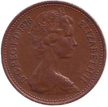 Монета 1 пенни. 1976 год, Великобритания. Монета 1 пенни. 1976 год, Великобритания.