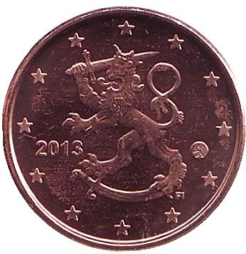 Монета 1 цент, 2013 год, Финляндия.