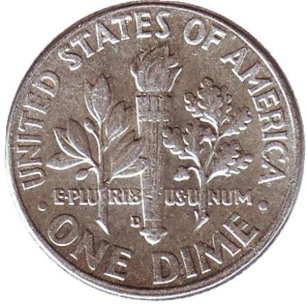 Монета 10 центов. 1963 год, США. Монетный двор D. Рузвельт.