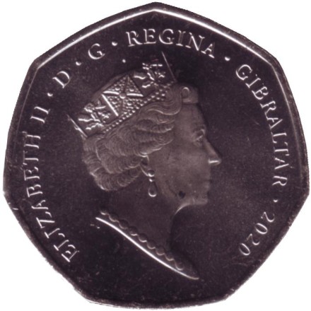Монета 50 пенсов. 2020 год, Гибралтар. Обзорная площадка SKYWALK.