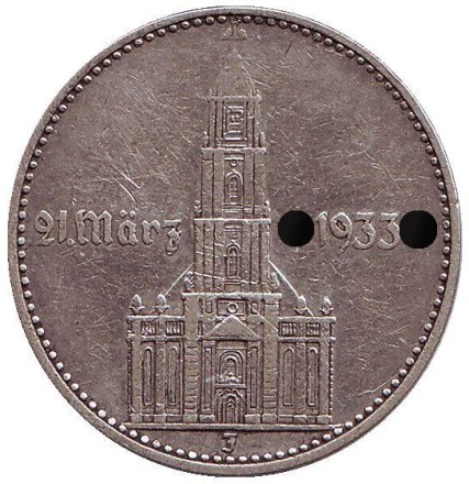 Монета 2 рейхсмарки. 1934 год, Германия (Третий Рейх). (J). Монета 2 рейхсмарки. 1934 год, Германия (Третий Рейх). (J).