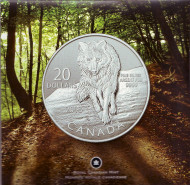 Монета 20 долларов. 2013 год, Канада. Волк. Монета 20 долларов. 2013 год, Канада. Волк.