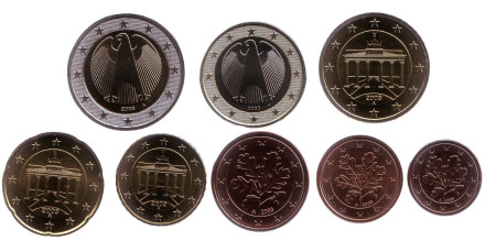 Набор монет евро Германии (8 шт). 2003 год. Монетный двор A.