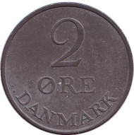 Монета 2 эре. 1956 год, Дания. Монета 2 эре. 1956 год, Дания.
