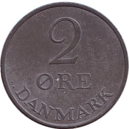 Монета 2 эре. 1956 год, Дания.