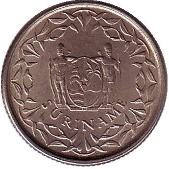 Монета 10 центов. 1974 год, Суринам. Монета 10 центов. 1974 год, Суринам.