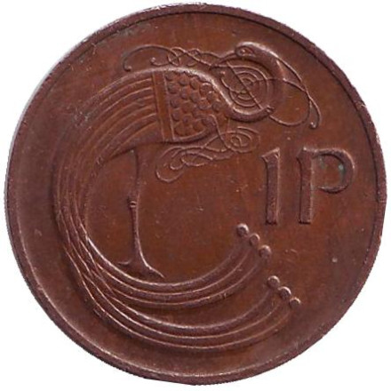 Монета 1 пенни. 1979 год, Ирландия. Птица. Ирландская арфа.