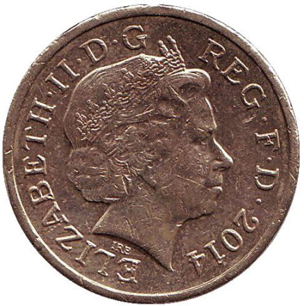 Монета 1 фунт. 2014 год, Великобритания. Королевский Щит.