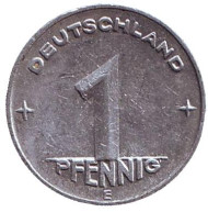Монета 1 пфенниг. 1950 год (E), ГДР. Монета 1 пфенниг. 1950 год (E), ГДР.
