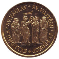 Чешские святые. Святой Вацлав, Войтех, Прокоп, Людмила. Сувенирный жетон, Чехия.