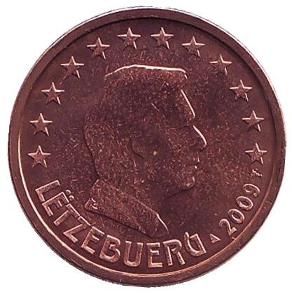 Монета 2 цента. 2009 год, Люксембург.