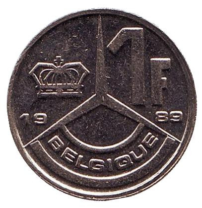 Монета 1 франк. 1989 год, Бельгия (Belgique).