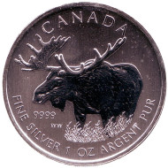 Монета 5 долларов. 2012 год, Канада. Лось. Монета 5 долларов. 2012 год, Канада. Лось.