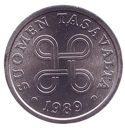 Монета 5 пенни. 1989 год, Финляндия. UNC.