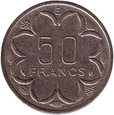 Монета 50 франков. 1977 год (E), Центральные Африканские штаты. Африканские антилопы. (Западные канны). Монета 50 франков. 1977 год (E), Центральные Африканские штаты. Африканские антилопы. (Западные канны).