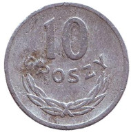Монета 10 грошей. 1967 год, Польша. Монета 10 грошей. 1967 год, Польша.