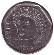 Монета 25 сентаво. 1994 год, Бразилия. Монета 25 сентаво. 1994 год, Бразилия.