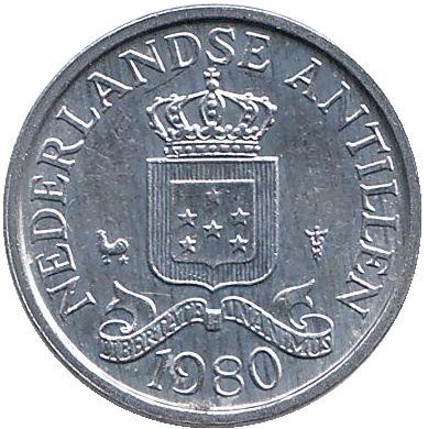 Монета 1 цент. 1980 год, Нидерландские Антильские острова.