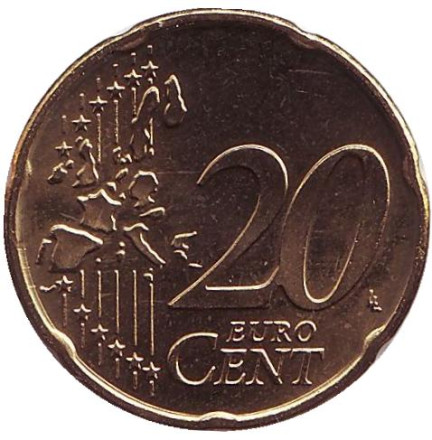 Монета 20 евроцентов. 2001 год, Нидерланды. Монета 20 евроцентов. 2001 год, Нидерланды.