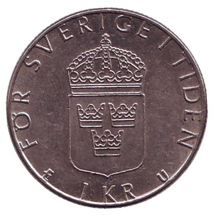 Монета 1 крона. 1985 год, Швеция.