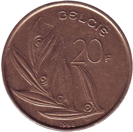 Монета 20 франков. 1993 год, Бельгия. (Belgie)