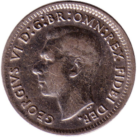 Монета 3 пенса. 1950 год, Австралия. Монета 3 пенса. 1950 год, Австралия.