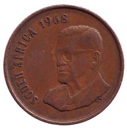 Монета 2 цента. 1968 год, Южная Африка. (South Africa). Белохвостый гну. Окончание президентства Чарльза Сварта. Монета 2 цента. 1968 год, Южная Африка. (South Africa). Белохвостый гну. Окончание президентства Чарльза Сварта.