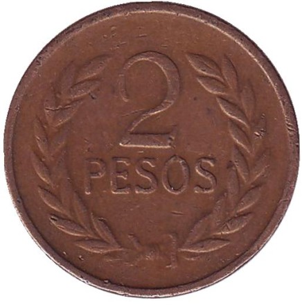 Монета 2 песо. 1978 год, Колумбия.