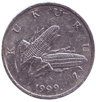 Монета 1 липа. 1999 год, Хорватия. Початок кукурузы. Монета 1 липа. 1999 год, Хорватия. Початок кукурузы.