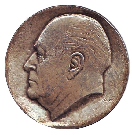 Монета 50 крон. 1978 год, Норвегия. 75 лет со для рождения Короля Улафа V. Монета 50 крон. 1978 год, Норвегия. 75 лет со для рождения Короля Улафа V.