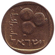 Монета 5 агор. 1968 год, Израиль. Гранат. Монета 5 агор. 1968 год, Израиль. Гранат.