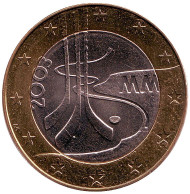 Монета 5 евро. 2003 год, Финляндия. Чемпионат мира по хоккею. Монета 5 евро. 2003 год, Финляндия. Чемпионат мира по хоккею.