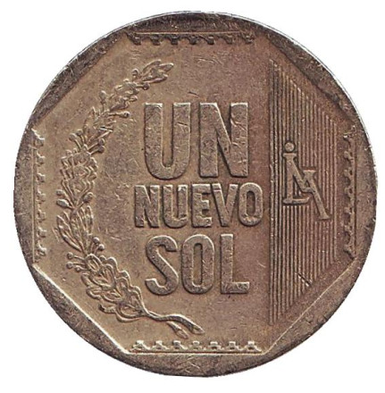 Монета 1 новый соль. 2009 год, Перу.