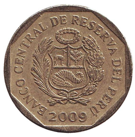 Монета 1 соль. 2009 год, Перу.