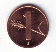 Монета 1 раппен. 2001 год, Швейцария. Монета 1 раппен. 2001 год, Швейцария.