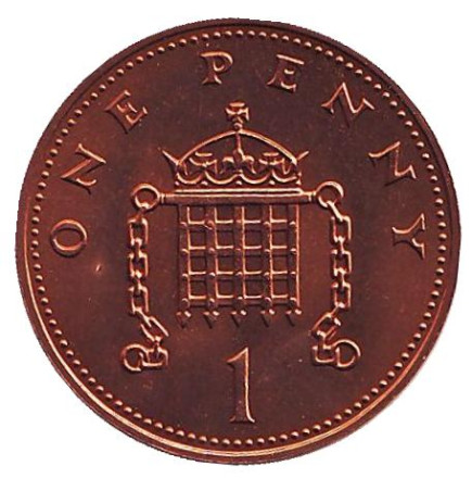 Монета 1 пенни. 1984 год, Великобритания. BU.
