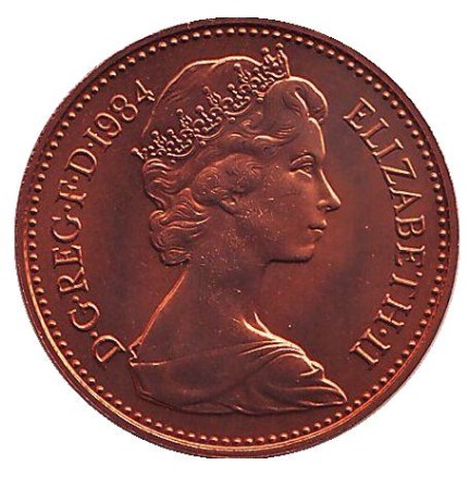 Монета 1 пенни. 1984 год, Великобритания. BU.