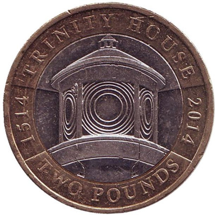 Монета 2 фунта. 2014 год, Великобритания. 500 лет организации "Trinity House".