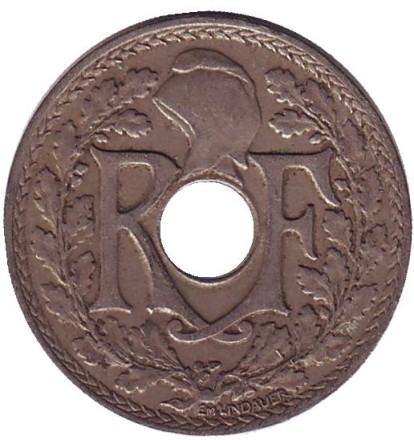 Монета 25 сантимов. 1930 год, Франция.