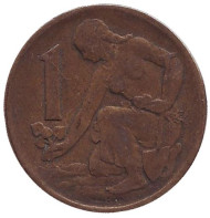 Монета 1 крона. 1959 год, Чехословакия. Монета 1 крона. 1959 год, Чехословакия.