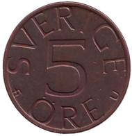 Монета 5 эре. 1976 год, Швеция. Монета 5 эре. 1976 год, Швеция.
