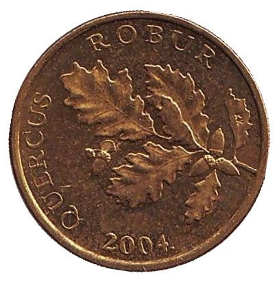 Монета 5 лип. 2004 год, Хорватия. Дуб черешчатый.