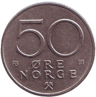 Монета 50 эре. 1978 год, Норвегия.