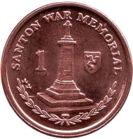 Монета 1 пенни. 2012 год, Остров Мэн. Военный мемориал в Сантоне. Монета 1 пенни. 2012 год, Остров Мэн. Военный мемориал в Сантоне.
