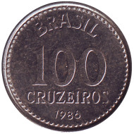 Монета 100 крузейро, 1986 год, Бразилия. Монета 100 крузейро, 1986 год, Бразилия.