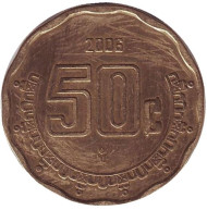 Монета 50 сентаво. 2006 год, Мексика. Монета 50 сентаво. 2006 год, Мексика.