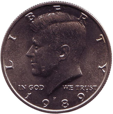 Монета 50 центов. 1989 год (P), США. UNC. Джон Кеннеди.
