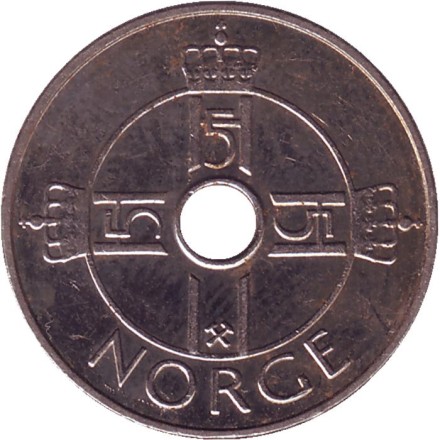 Монета 1 крона. 2015 год, Норвегия. Птица на виноградной лозе. Монета 1 крона. 2015 год, Норвегия. Птица на виноградной лозе.